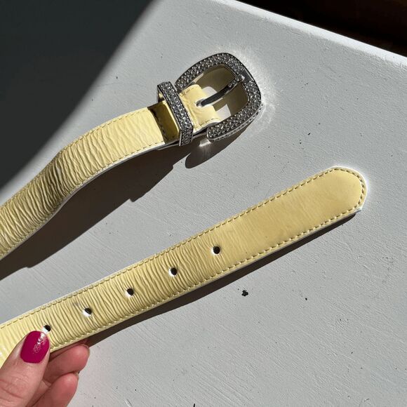 VTG Brighton Y2K Patent Leather Rhinestone Belt Western Glam Size 38 USA - Picture 7 of 9